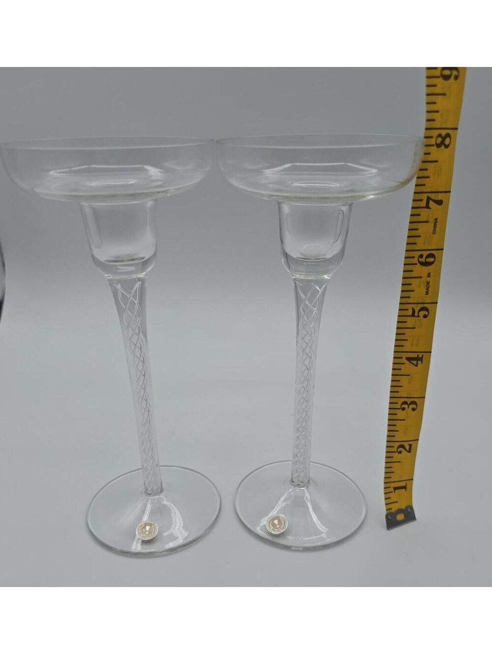 Vintage PartyLite Maypole Glass Candle Holders Set of 2 P0350 w/ Box - Picture 6 of 9